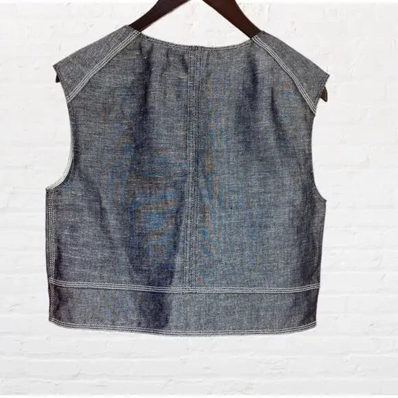 NEW Rag & Bone New York denim cropped sleeveless top - Picture 2 of 5